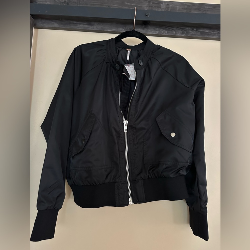 NWT free people small black bomber jacket